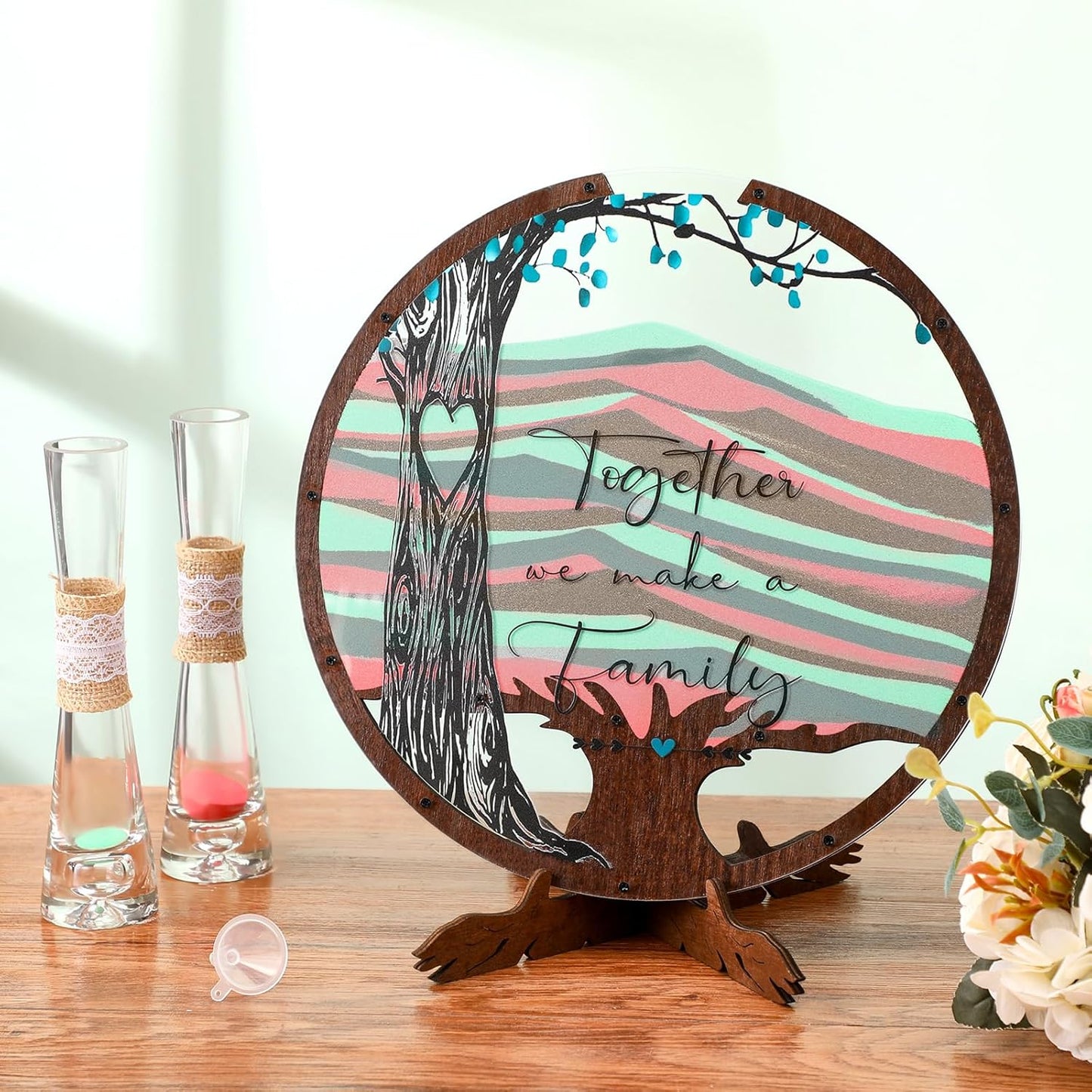 Anglechic Wedding Unity Sand Blended Family Sand Ceremony Kit Set Rustic Wedding Unity Ceremony Decorations for Bridal Shower Party Reception