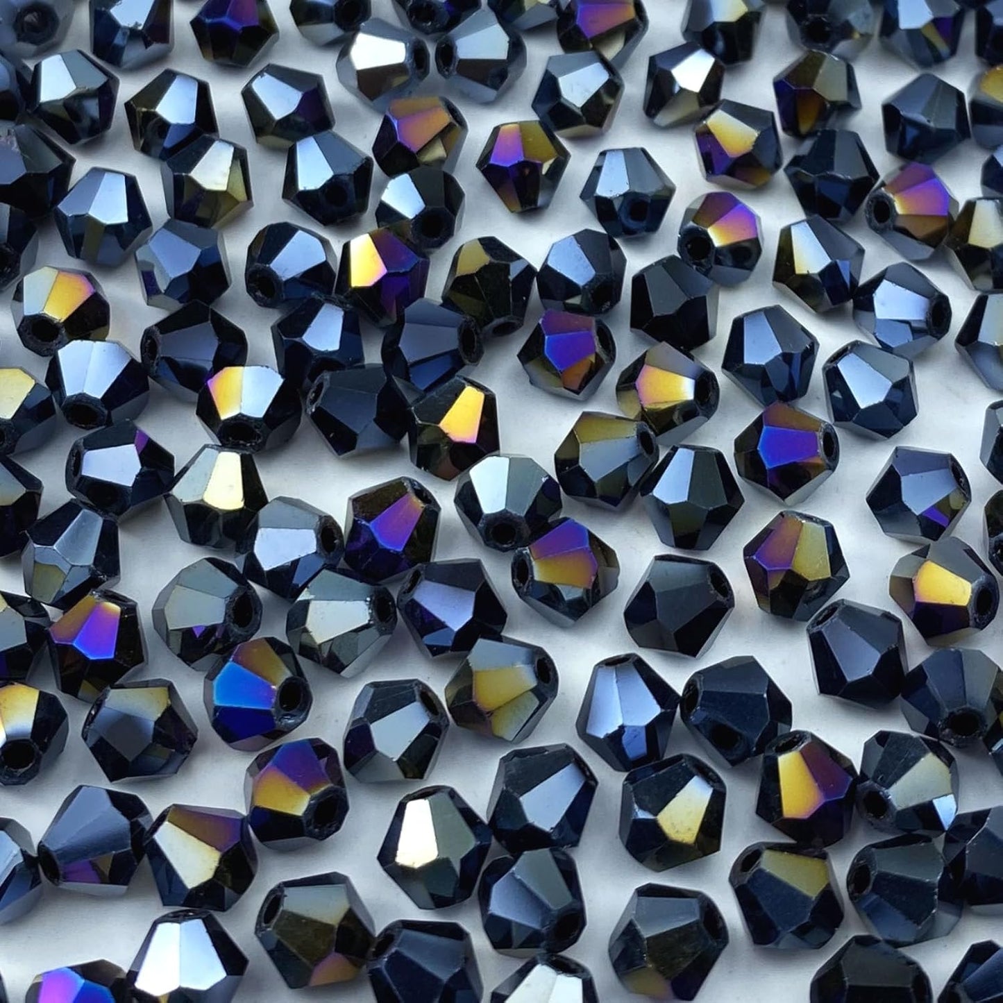 250pcs 6mm Bicone Crystal Glass Beads Loose Spacer Beads Faceted Craft Beads for Jewelry Making DIY Necklace Bracelet Earring Wind Chimes Suncatchers Ornamen(Black AB)