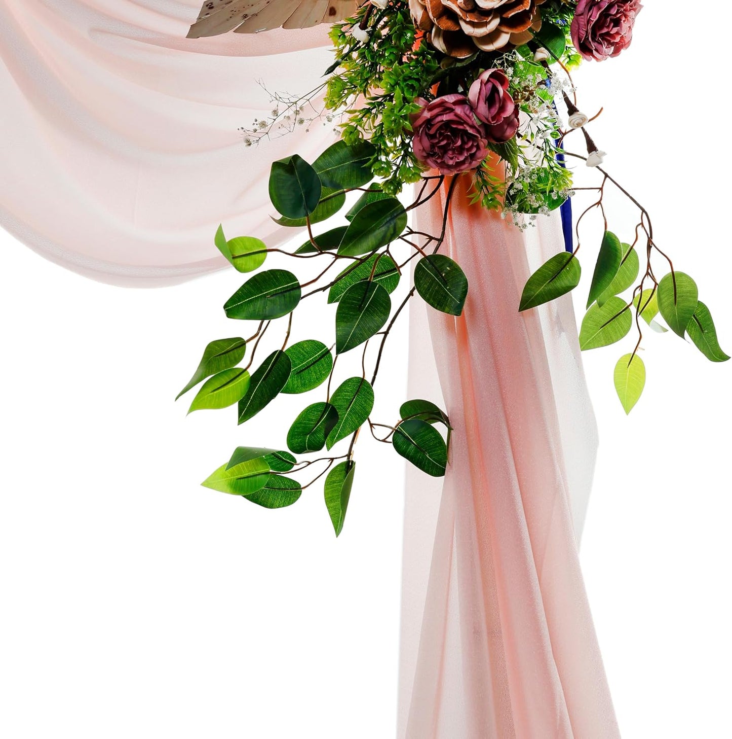 VDS Pack of 1 Panel (30 Inch X 20 Feet) Wedding Arch Draping Fabric Sheer Chiffon Fabric Drapery for Wedding Ceremony Reception Swag Backdrop Canopy Chuppah ARBO Altars Decoration (Dusty Rose)