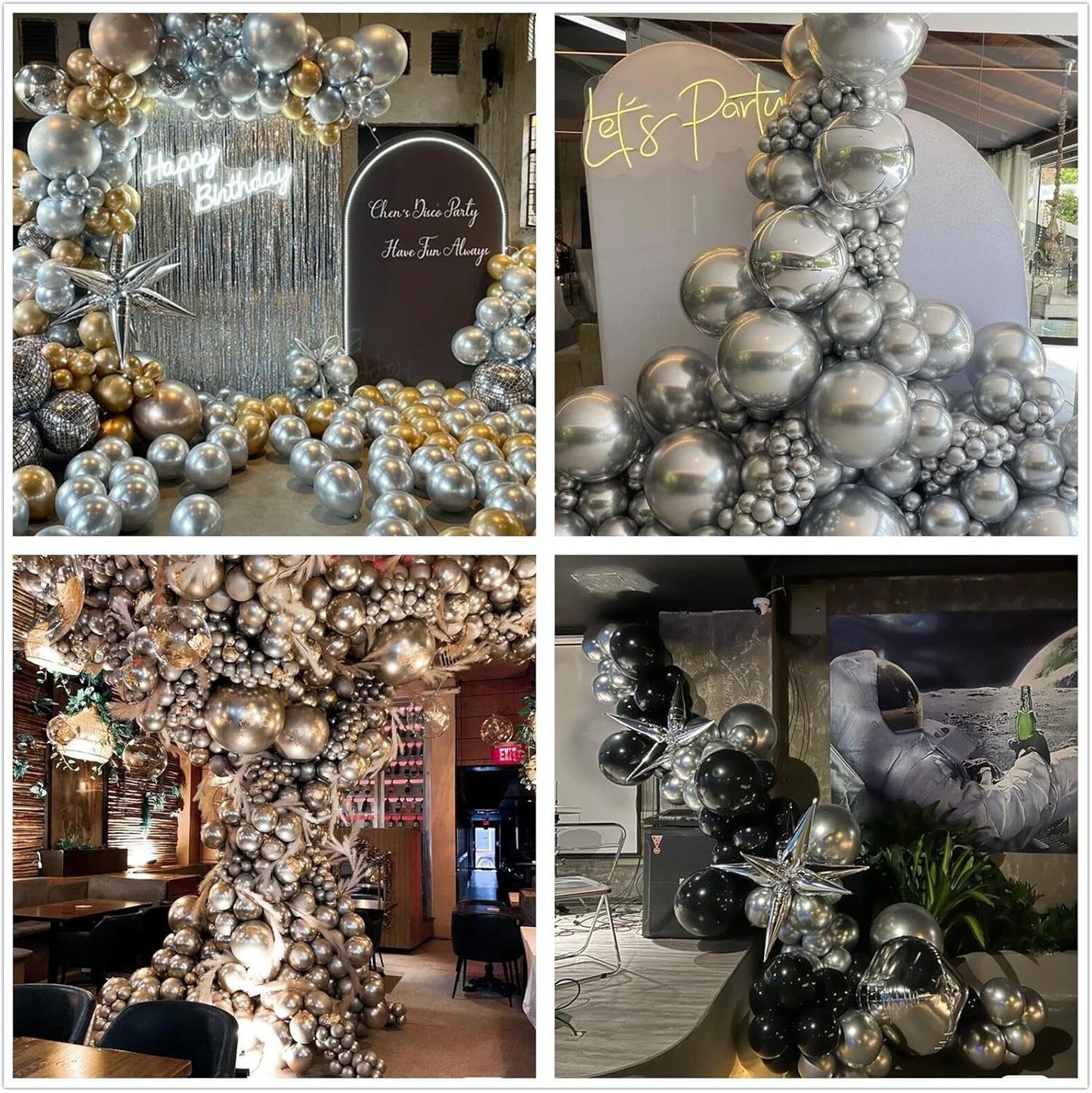 412pcs Metallic Silver Balloon Garland Arch Kit 18 12 10 5 Inch Different Sizes Latex Chrome Balloons for Baby Shower Birthday Graduation Wedding Anniversary Celebration Party Decoration