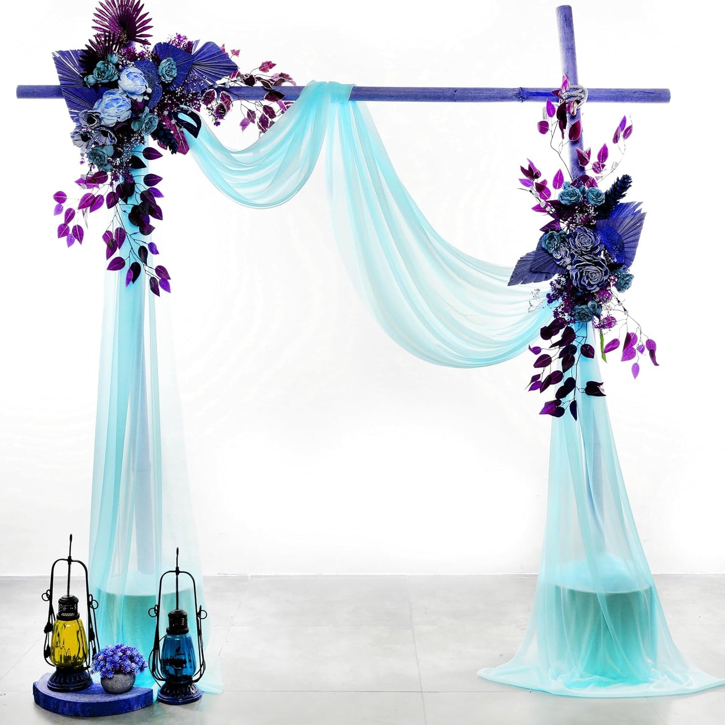 VDS Pack of 1 Panel (30 Inch X 100 Feet) Wedding Arch Draping Fabric Sheer Chiffon Fabric Drapery for Wedding Ceremony Reception Swag Backdrop Canopy Chuppah ARBO Altars Decoration (Teal)