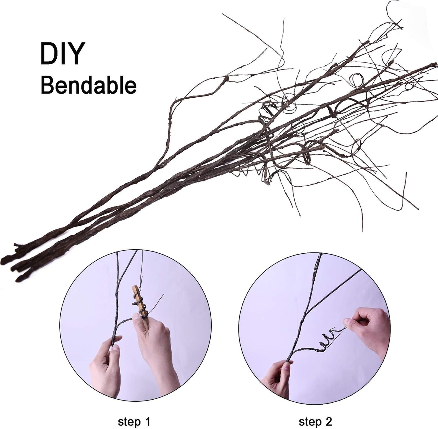 10PCS Lifelike Curly Willow Branches Decorative Dried Artificial Twigs, 30.7 Inches Fake Bendable Sticks Vintage Vines/Stems DIY Greenery Plants Craft Vases Home Garden Hotel Farmhouse Decor
