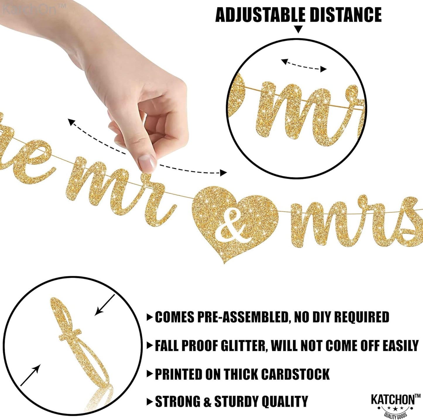 KatchOn, Gold Glitter Future Mr & Mrs Banner - 10 Feet, Pre-Strung, No DIY | Future Mr and Mrs Banner | Engagement Party Decorations | Bachelorette Party Decorations, Bridal Shower Decorations