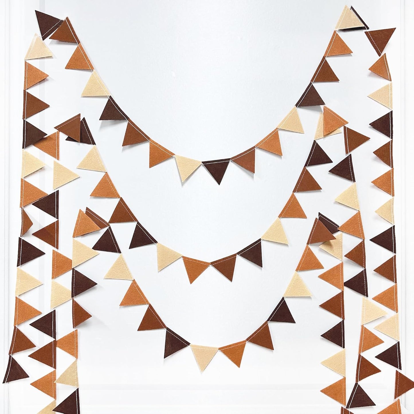 Brown Party Decorations Ombre Brown Felt Hanging Triangle Mini Bunting Pennant Banner Flag for Birthday Baby Shower Wedding Neutral Boho Woodland Safari Western Cowboy Party Classroom Nursery Decor
