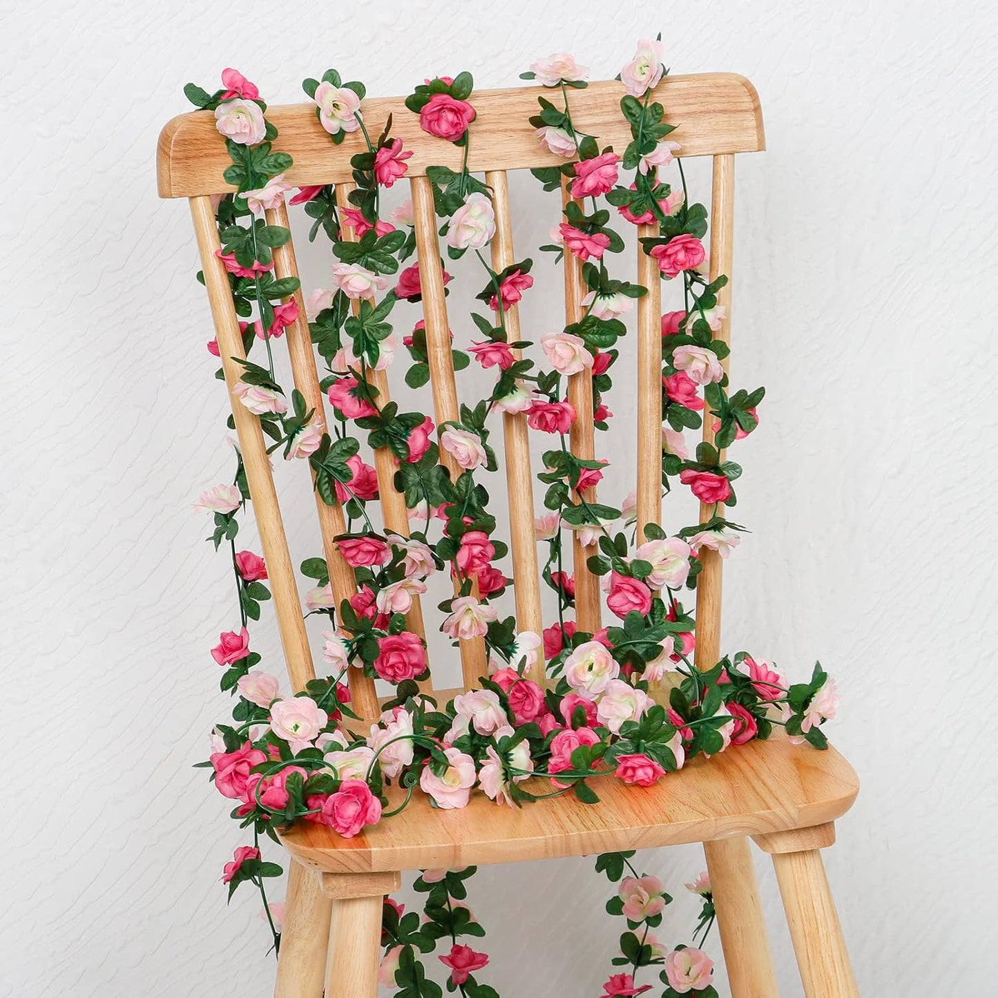 KHOYIME 18 Pack 144 FT Artificial Flower Garland, Fake Pink Roses Vines Silk Flowers Faux Plastic Outdoor Hanging Floral Ivy Garland Decoration for Wedding Arch Bedroom Home Wall Backdrop Room Decor