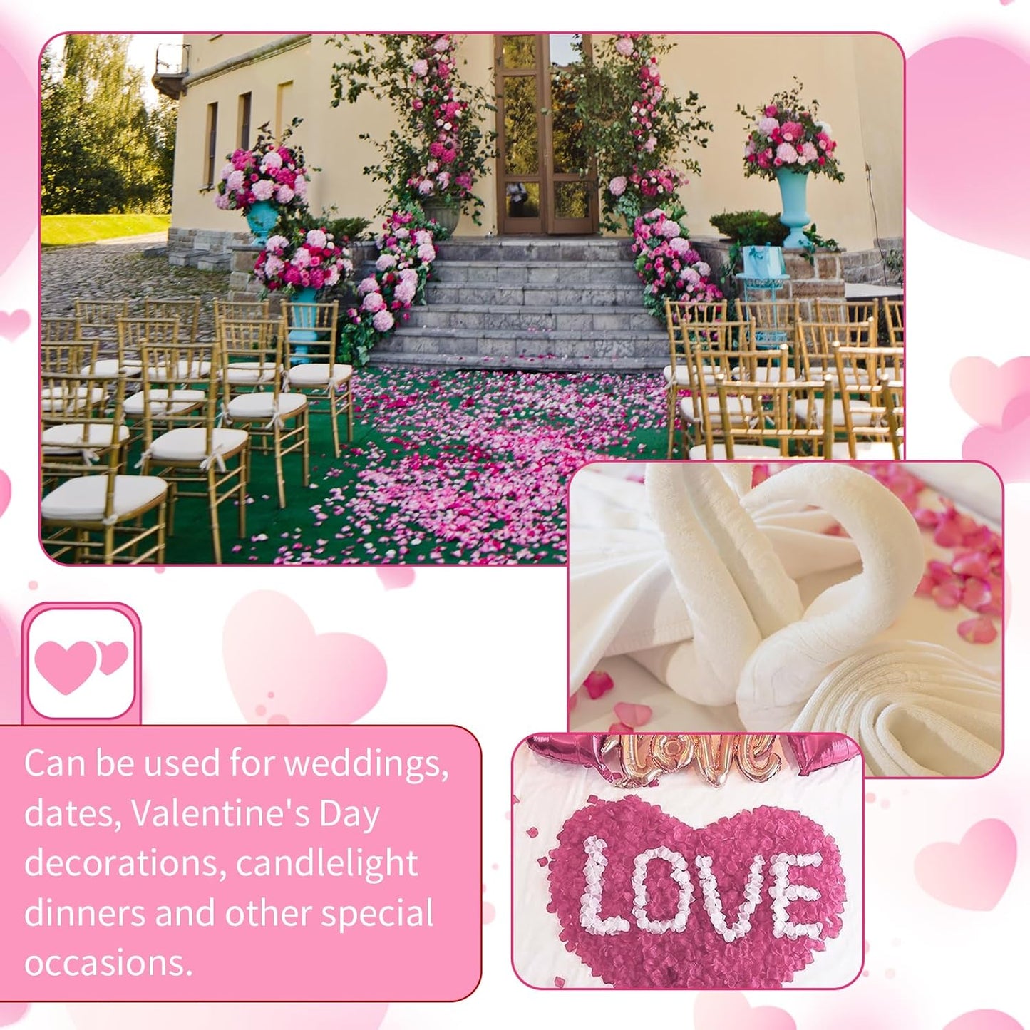 1000 Pcs Artificial Fake Rose Petals,Flower Petals for Romantic Night, Engagement, Party, Wedding, Event Flower Decorations, in Bulk(Light Rose with Dark Rose)