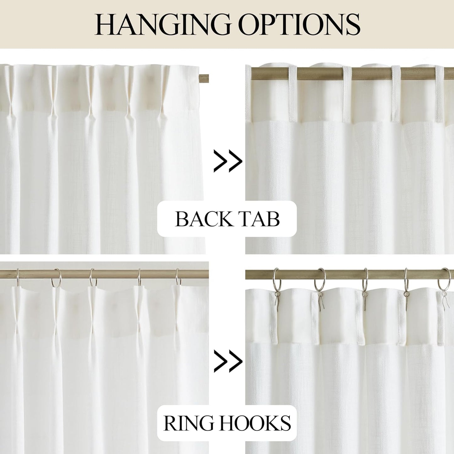 Vision Home White Pinch Pleated Semi Sheer Curtains Textured Light Filtering Window Curtains 95 inch for Living Room Bedroom Rayon Blended Pinch Pleat Drapes with Hooks 2 Panels 40" Wx95 L