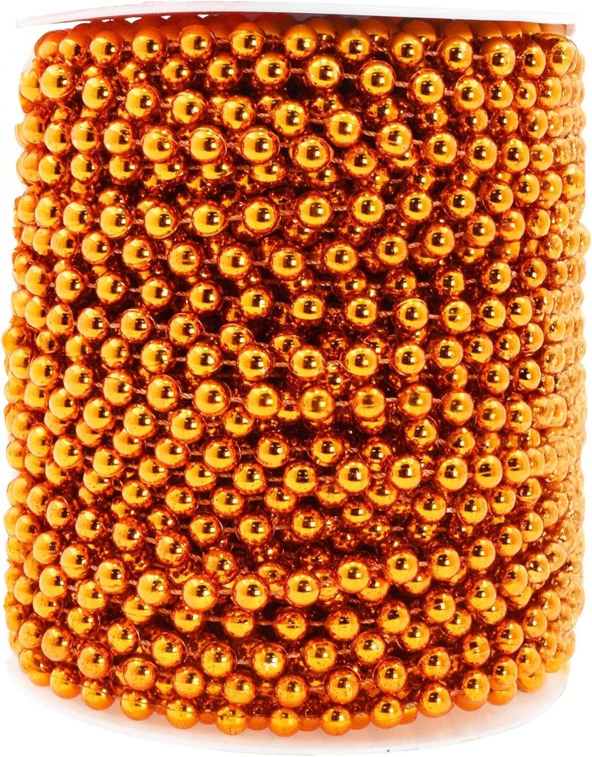 Mandala Crafts 6mm Faux Orange Pearl Beads Roll - 27 Yards Strand of Fake Pearls Chain Garlands Spool String for Christmas Tree, Wedding, Party, Vases, DIY Decoration