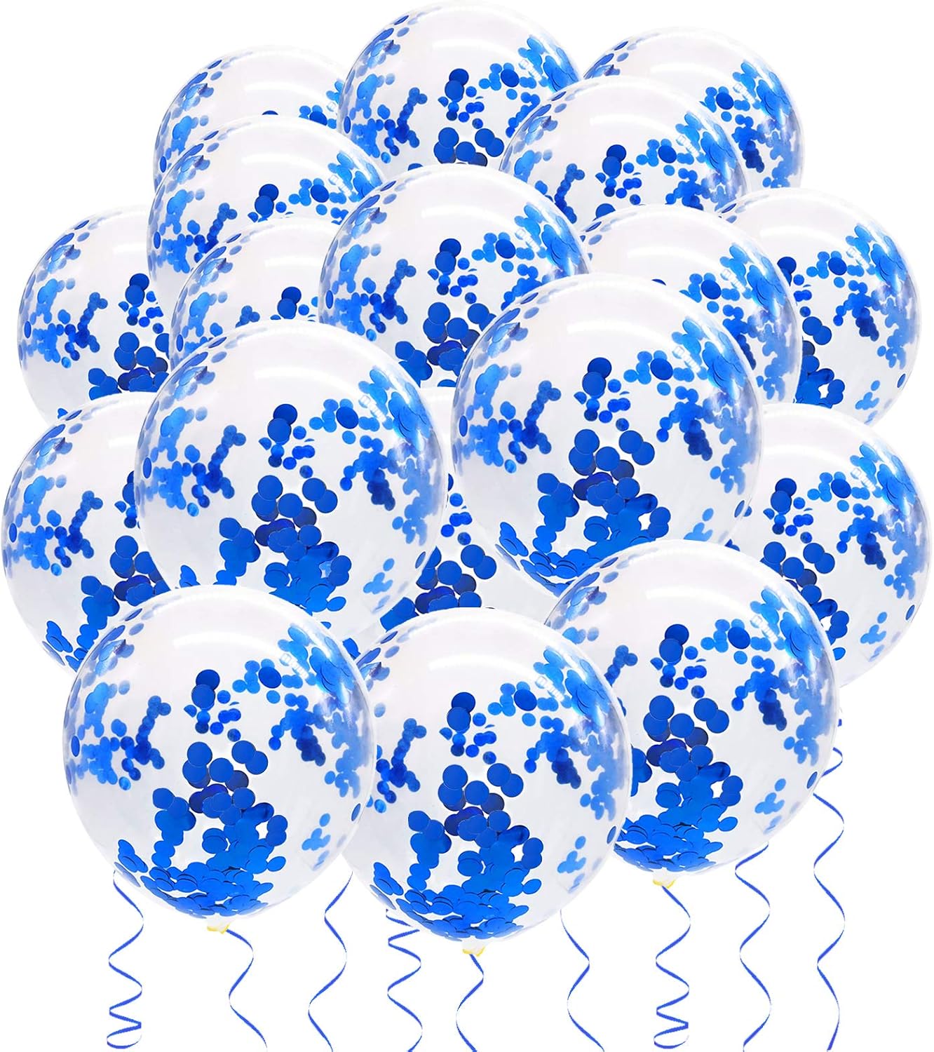 Blue Confetti Balloons, 25 Pcs Thickened 12 Inch Clear Latex Balloon with Confetti Inside for Graduation Decorations Engagement Bridal Shower Party Baby Shower Birthday Party Decoration Supplies