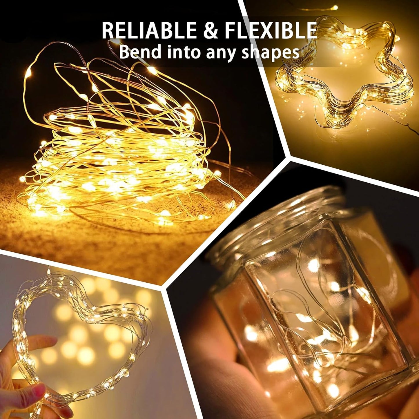 12 Pack Fairy Lights 7Ft 20 LED Twinkle String Lights 3 Modes Battery Operated Waterproof Firefly Starry for Mason Jar Party Wedding Christmas Valentines Day Table Centerpieces,Warm White