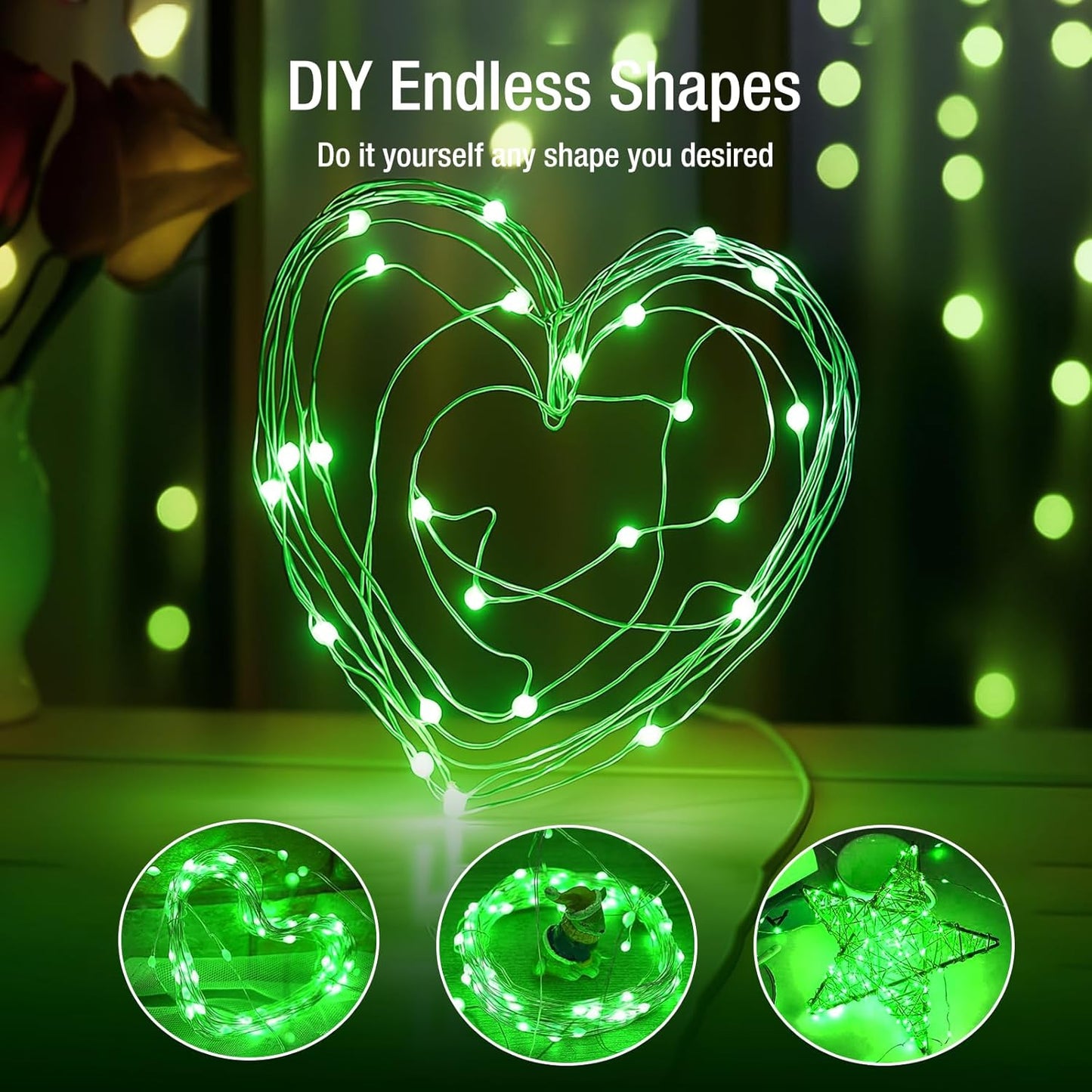 6 Pack Fairy Lights Battery Operated - 7ft 20 Led Twinkle Lights 3 Modes, Bulk Mini String Lights Waterproof for Mason Jars Vases DIY Party Wedding Decoration Christmas - Green