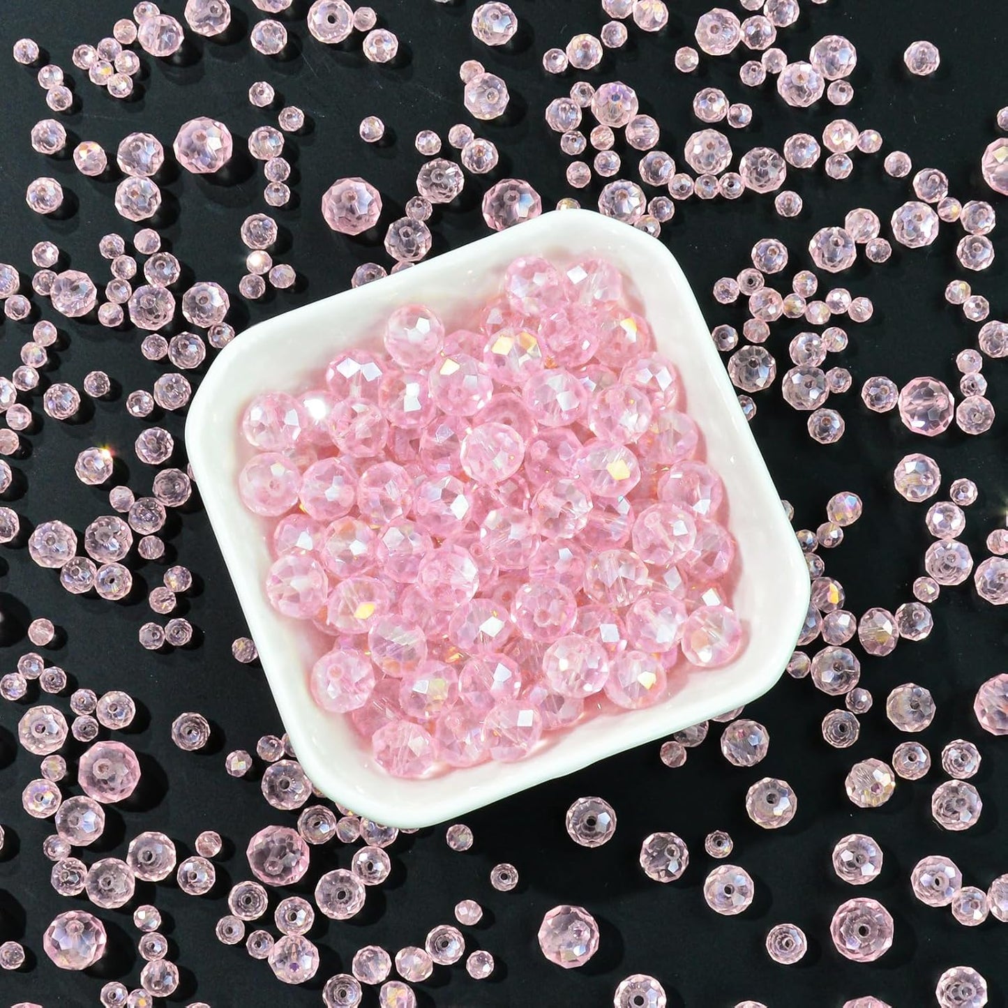500Pcs 6mm Crystal Glass Beads for Jewelry Making Beads for Bracelets Necklace Pendants Making Supplies(Pink)