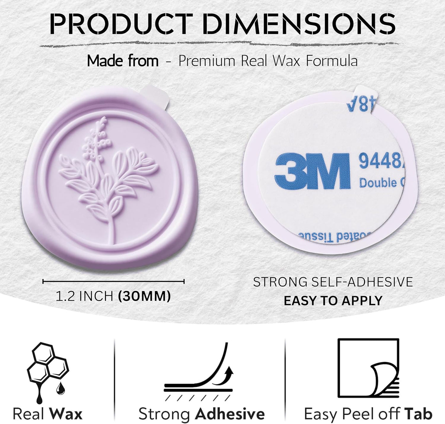 Wax Seal Stickers (60 Pcs, 3 Designs in 1 Pack) Premium Envelope Seal Stickers for Wedding Invitation Envelopes, Adhesive Wax Seals, Perfect for Seating Chart, Gift Wrapping