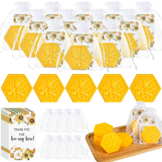 Demissle 25 Set Bee Themed Baby Shower Favors Including Honeycomb Soap with Thank You Card Gift Bags Honey Soap Gift for Guest Gender Reveal Party Decorations Baby Shower Game Prizes