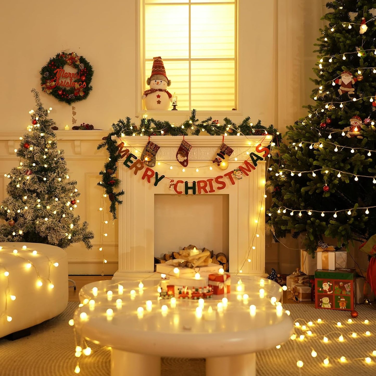 300LED Connectable Globe String Lights Indoor Outdoor for Bedroom, 108ft Warm White Christmas Lights with Remote, Waterproof Fairy Light Plug in 8 Modes for Room Classroom Wedding Christmas Decor