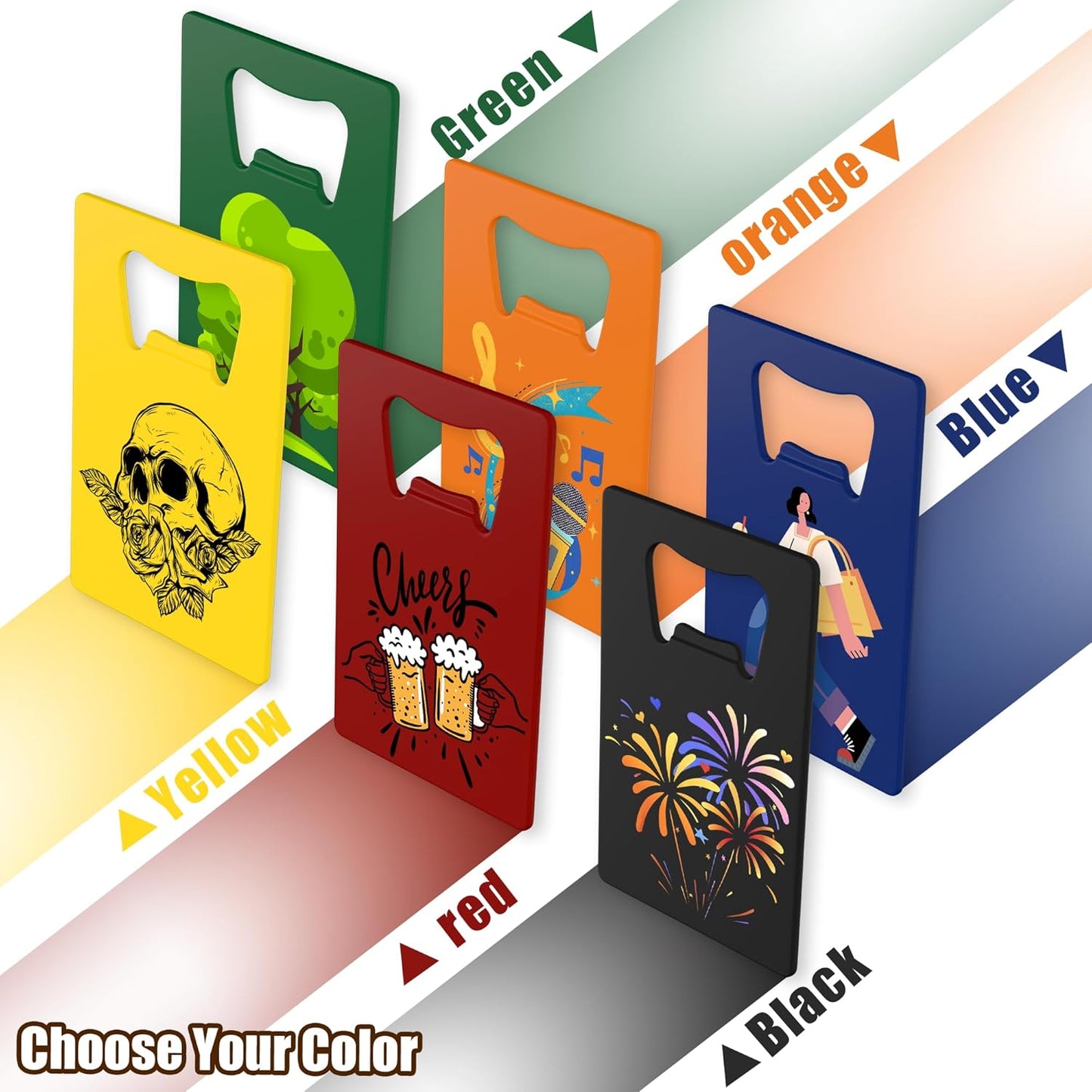 4-100 Pcs Personalized Bottle Opener, Custom Stainless Steel Credit Card Bottle Opener, Full Color Print for 6 Color, Design Your Text Logo for Bar, Wedding, Anniversaries, Party (Yellow)