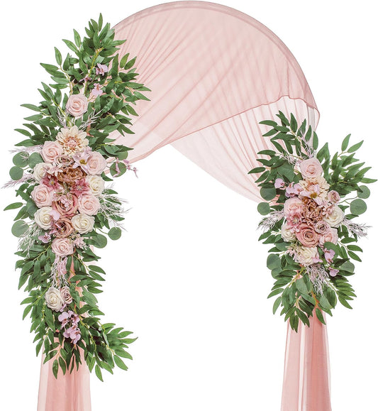 Wedding Arch Flowers, Artificial Flowers for Decoration, Large Flower Swag for Boho Styles Wedding Ceremony Floral Decor - Pack of 2
