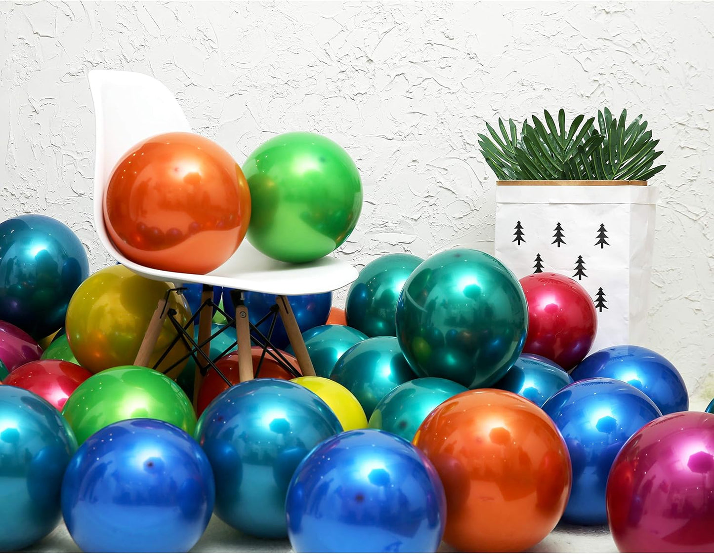 Metallic Colorful Balloons 50 pcs 12 inch Colorful Balloons Double Layer Multicolor Balloons are More Durable Suitable for Wedding, Birthday Party Balloon Decoration.
