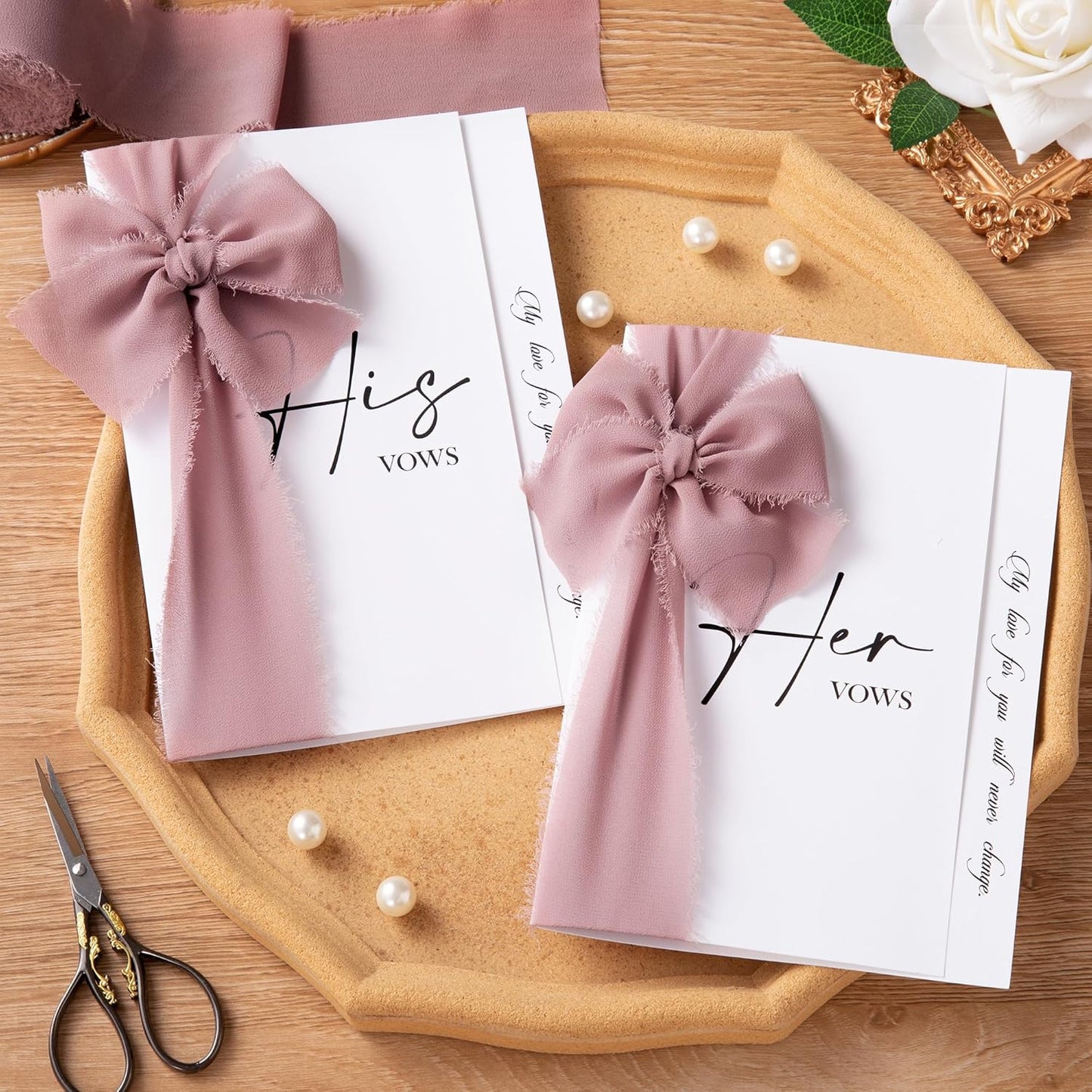 DORIS HOME Mauve Chiffon Ribbon for Flower Bouquet, 2" x21Yd Fabric Ribbon for Gift Wrapping, Handmade Frayed Ribbon for Wedding/Christmas Decorations