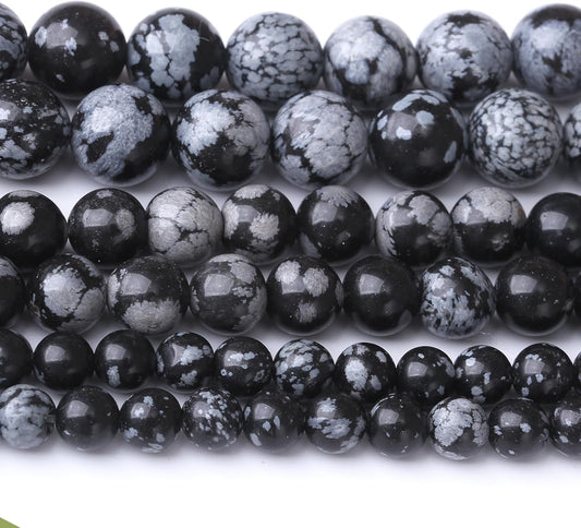 Snowflake Stone Beads for Jewelry Making DIY Craft Gemstone Beads Kit (10mm, 35pcs) Smooth Healing Crystal Beads for Bracelets, Necklaces, Home Decor