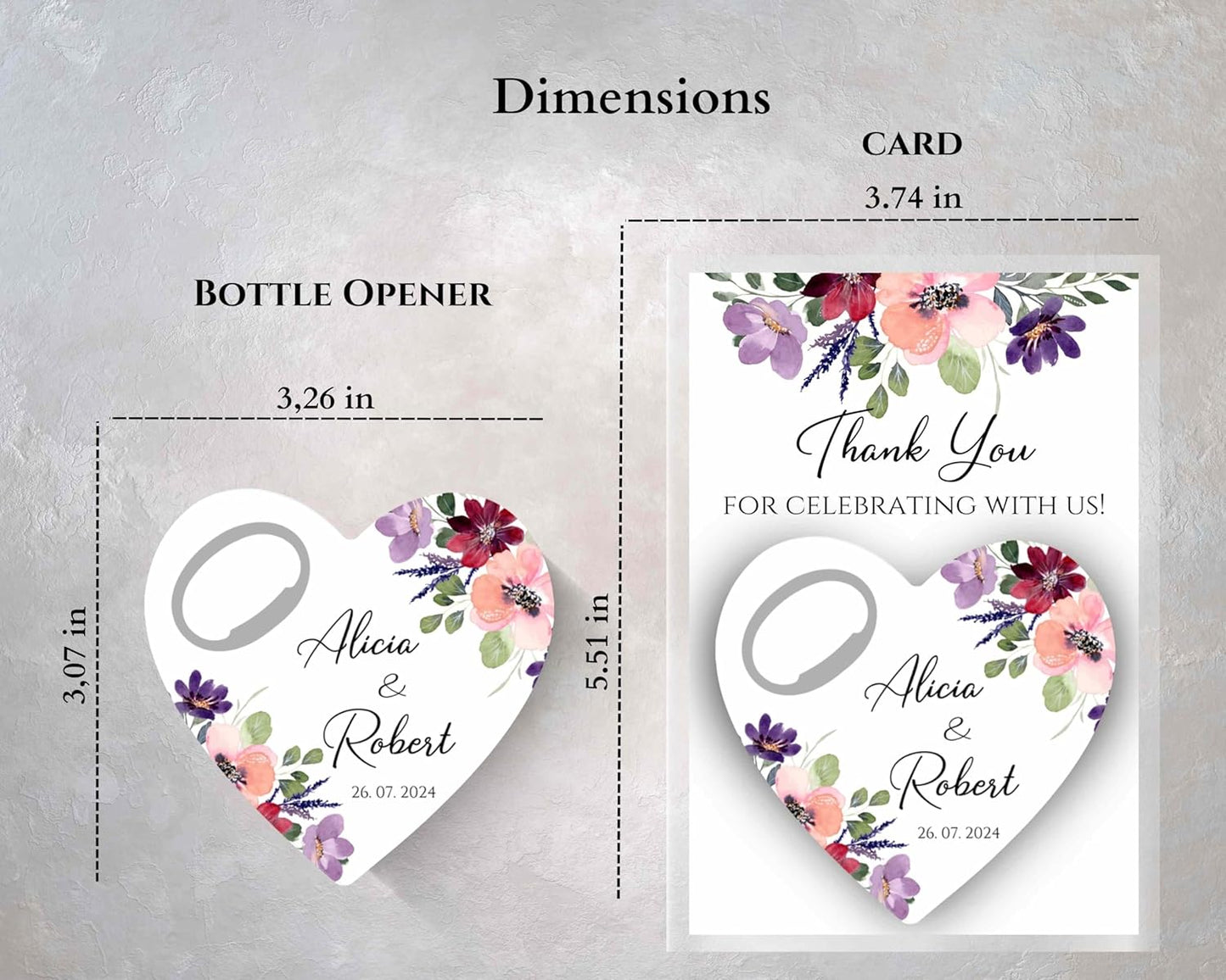 Wedding Bottle Opener Favors for Guests in Bulk, Hearts Shape Bottle Opener, Personalized Party Favors in Bulk, Wedding Favor Guests. 20 to 300 pcs. Custom Fridge Bottle Opener