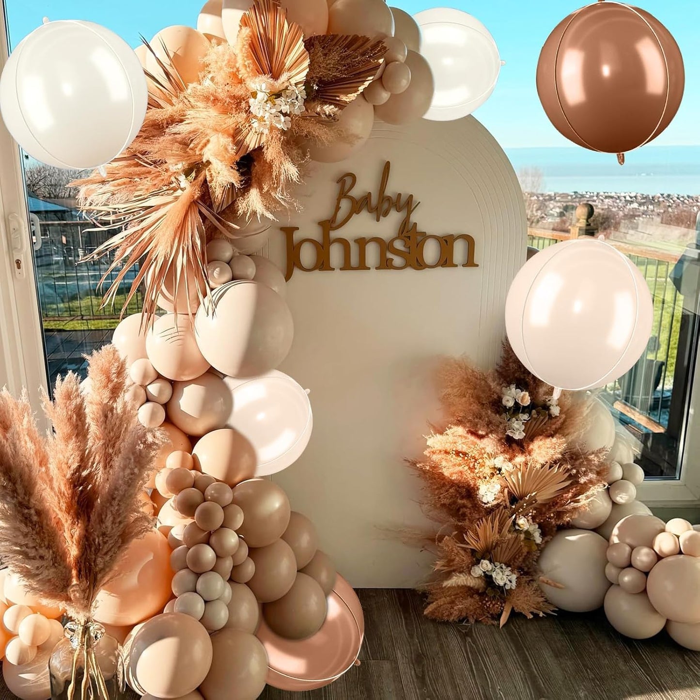 Giant Foil Balloons, 6Pcs Large Cream Sand White Apricot Brown Round Balloons, 22 Inch Big Round Foil Balloon for Boho Birthday Party Baby Shower Wedding Decorations