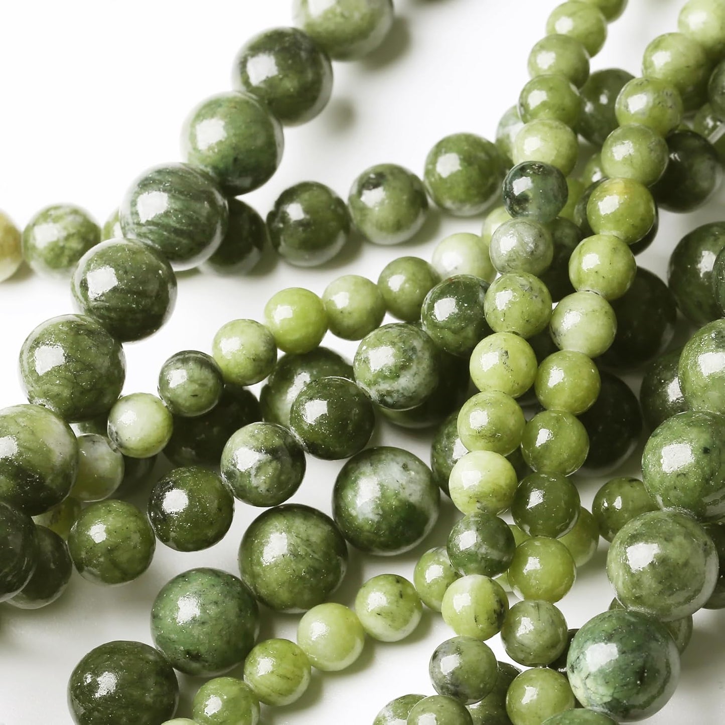 Matcha Green Jade Stone Beads Gemstone Round Crystal Energy Jade Beads Stone Beads for Jewelry Making DIY Bracelet Necklace Jewelry Making 1 Strand 15.5inch 35PCS 10MM