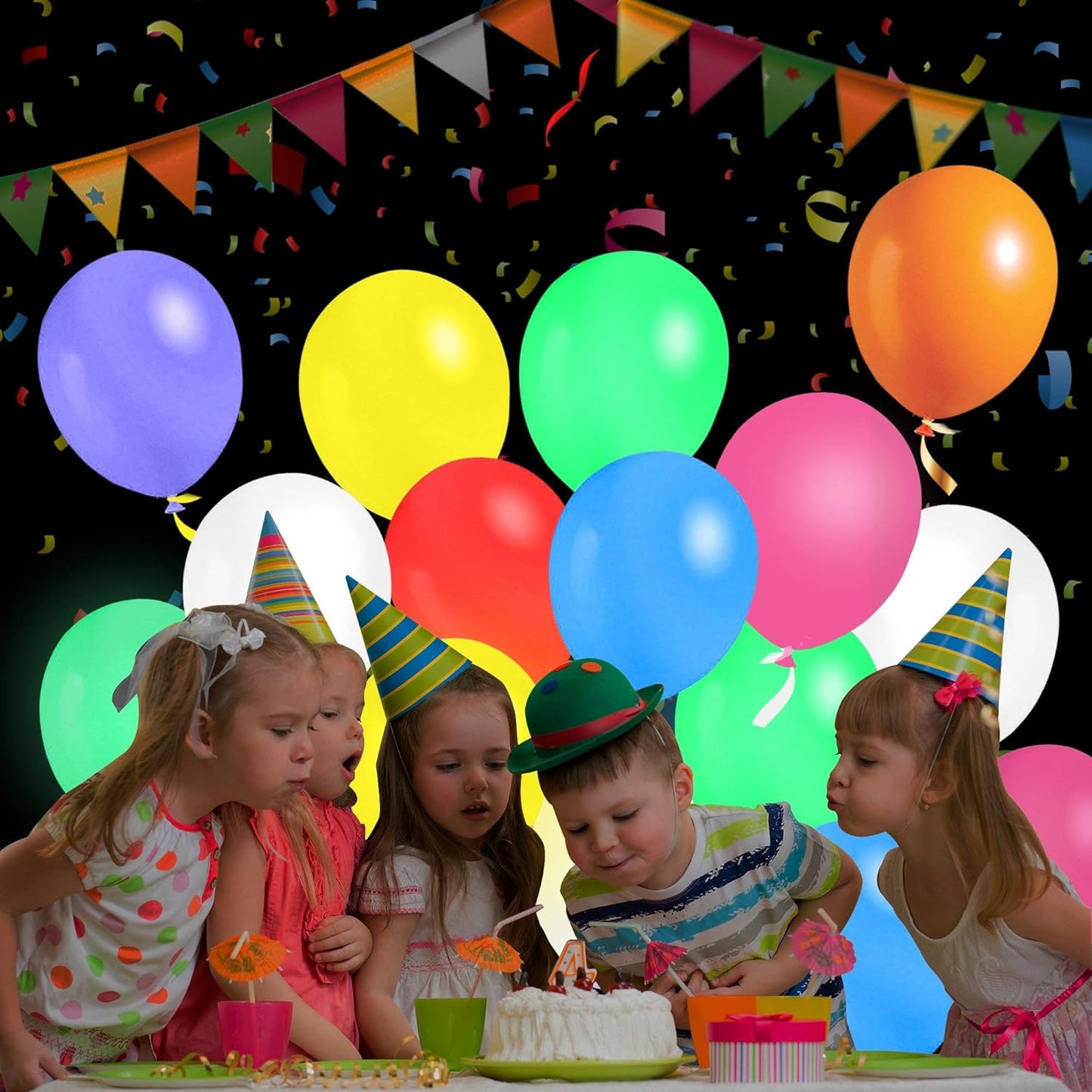 LED Balloons Flashing, 32 Pack, 8 Colors Light Up Balloons, Lasts 12-24 Hours for Glow in the Dark Party Supplies, Birthday, Halloween, Easter Party and Wedding Decorations