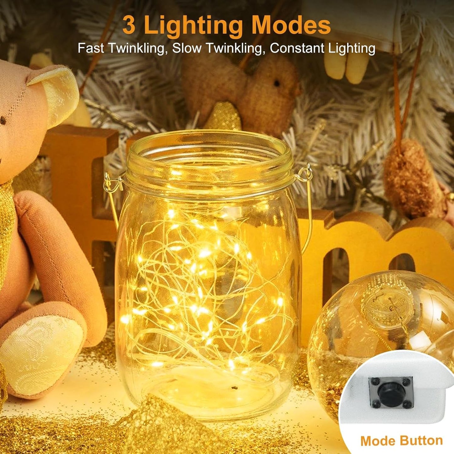 btfarm 12 Pack Fairy Lights Battery Operated [3 Modes], 7ft 20 Led Twinkle Lights String Lights Waterproof Bulk Small Mini Silver Wire for Christmas Mason Jars Wedding Table Centerpiece