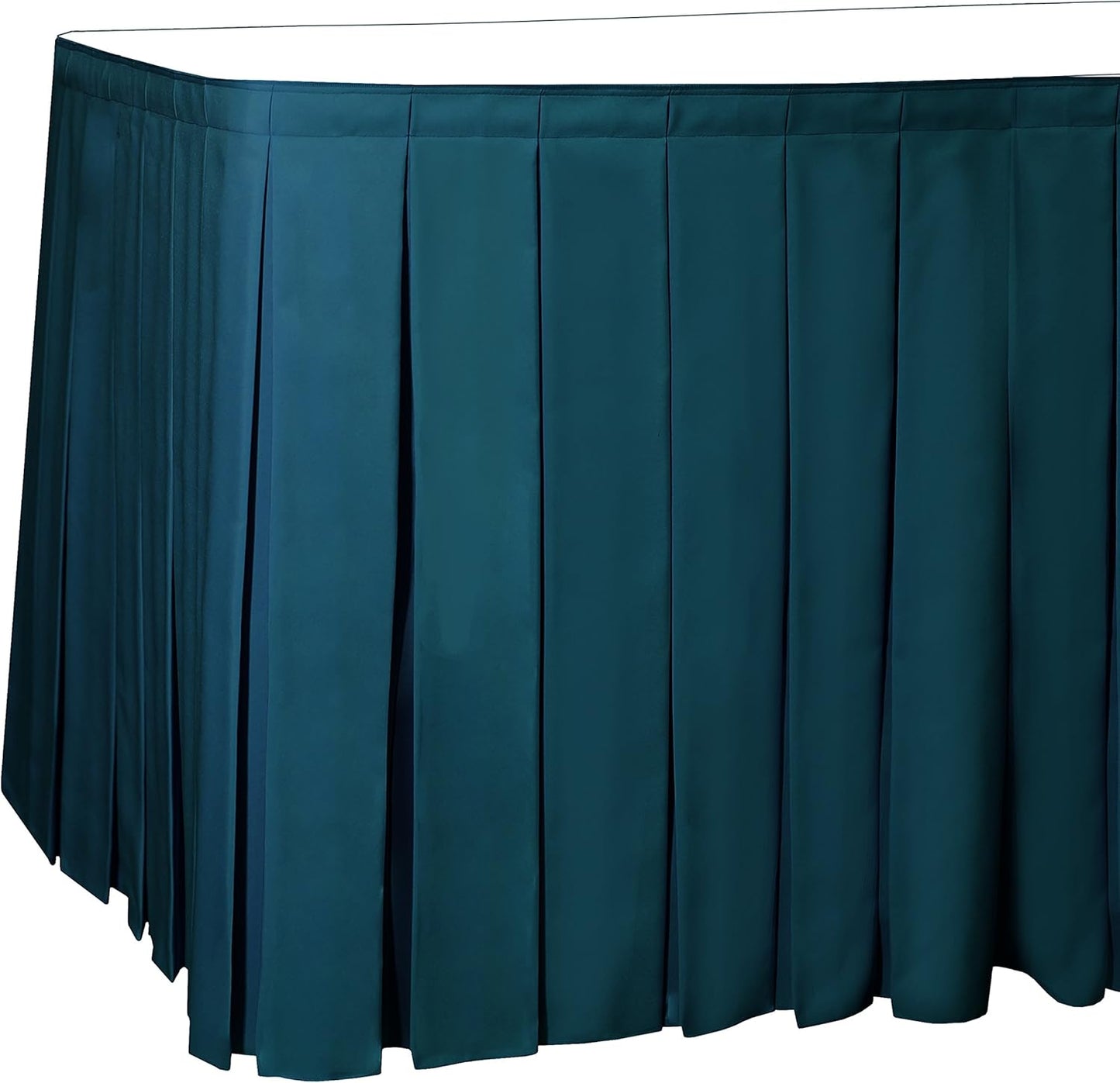 Ultimate Textile Pleat Polyester Fabric Table Skirt - Machine Washable Flame Resistant with Clips for Events, Weddings & Trade Shows, Cut & Sewn in Paterson, NJ - Lagoon, 21' Box Pleat