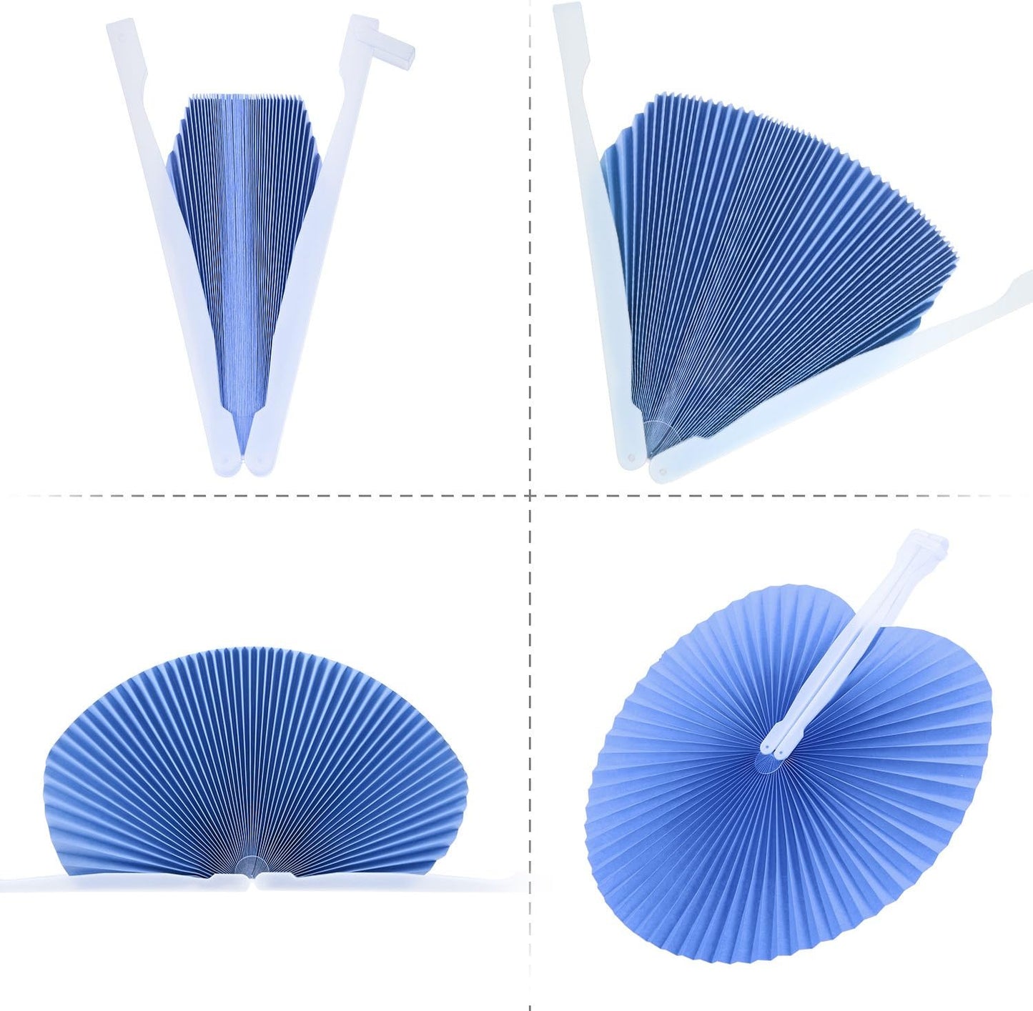 Pangda 24 Pack Folding Fans Round Paper Fans Assortment with Plastic Handle for Wedding Favor Party Bag Filler(Multicolor)