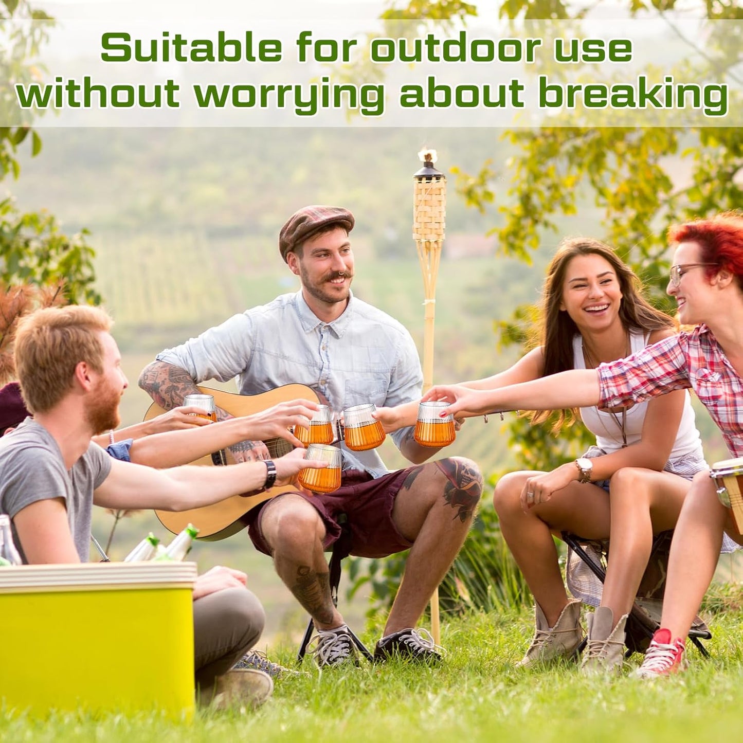 Suclain 100 Pack Plastic Wine Glasses Ribbed Stemless Wine Glasses 14oz Vertical Design Unbreakable Cups for Outdoor Indoor Vintage Elegant Champagne Whiskey Glasses for Christmas Party Wedding