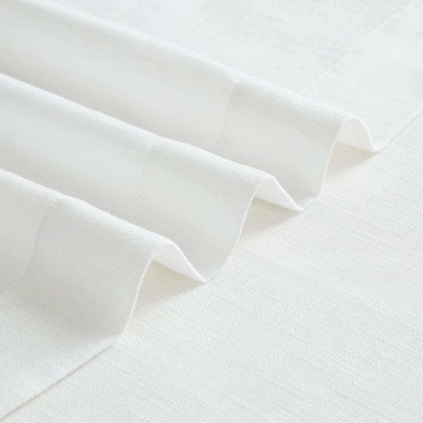 Vision Home White Pinch Pleated Semi Sheer Curtains Textured Light Filtering Window Curtains 84 inch for Living Room Bedroom Patio Rayon Blended Pinch Pleat Drapes with Hooks 1 Panel 80" Wx84 L