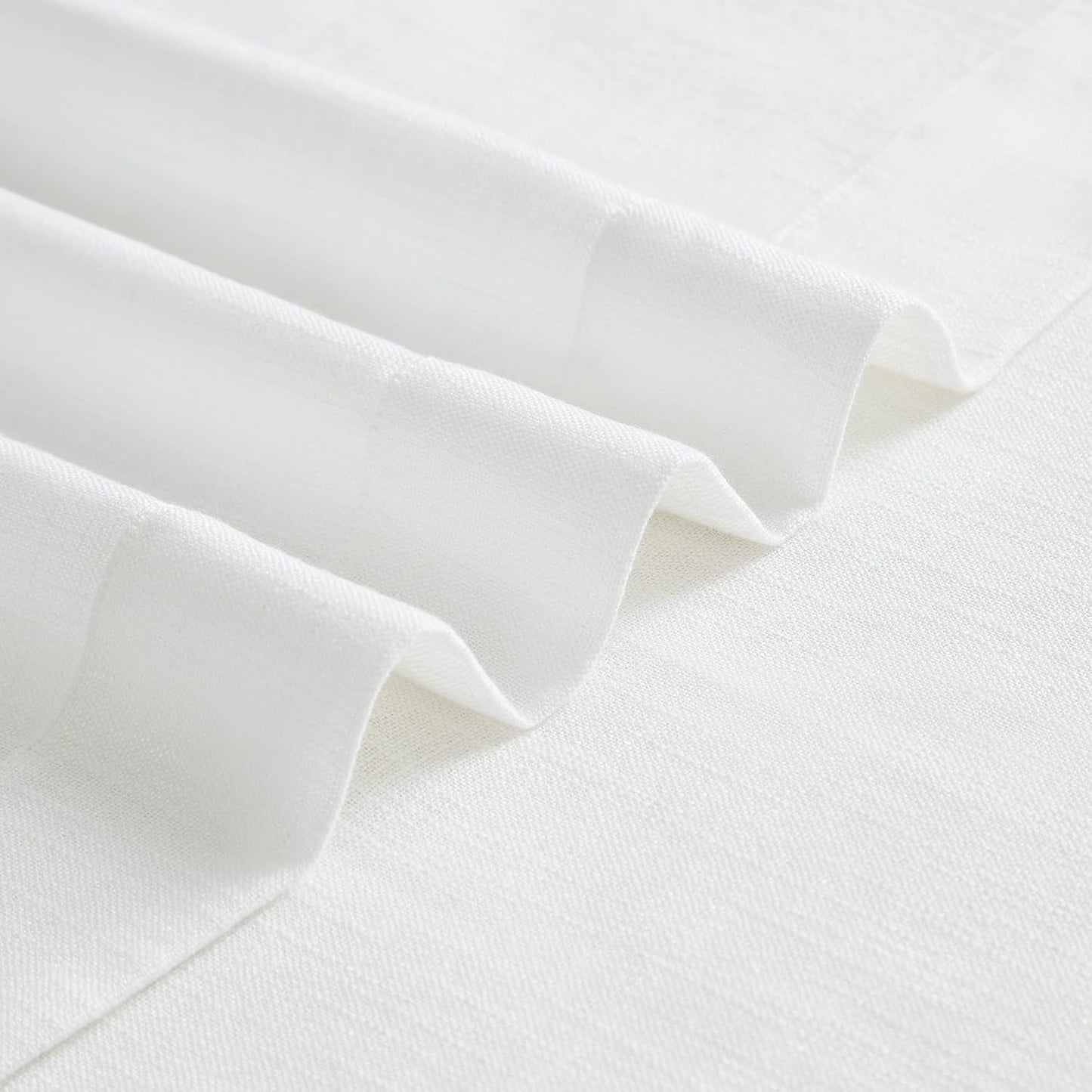 Vision Home White Pinch Pleated Semi Sheer Curtains Textured Light Filtering Window Curtains 112 inch for Living Room Bedroom Rayon Blended Pinch Pleat Drapes with Hooks 2 Panels 40" Wx112 L