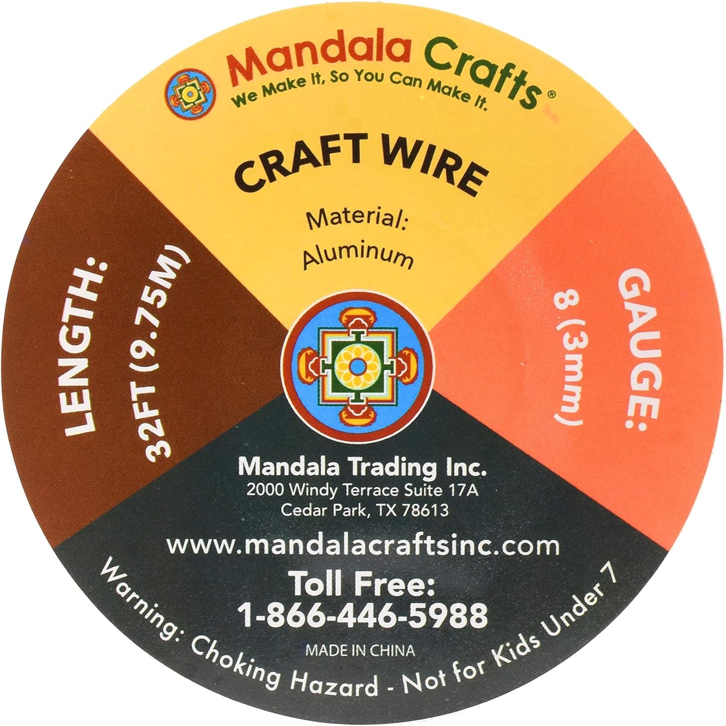 Mandala Crafts 8 Gauge Anodized Aluminum Craft Wire for Jewelry Making - 32 FT Colored Flexible Light Brown Wire - Bendable for Bonsai Armature Crafting Sculpting
