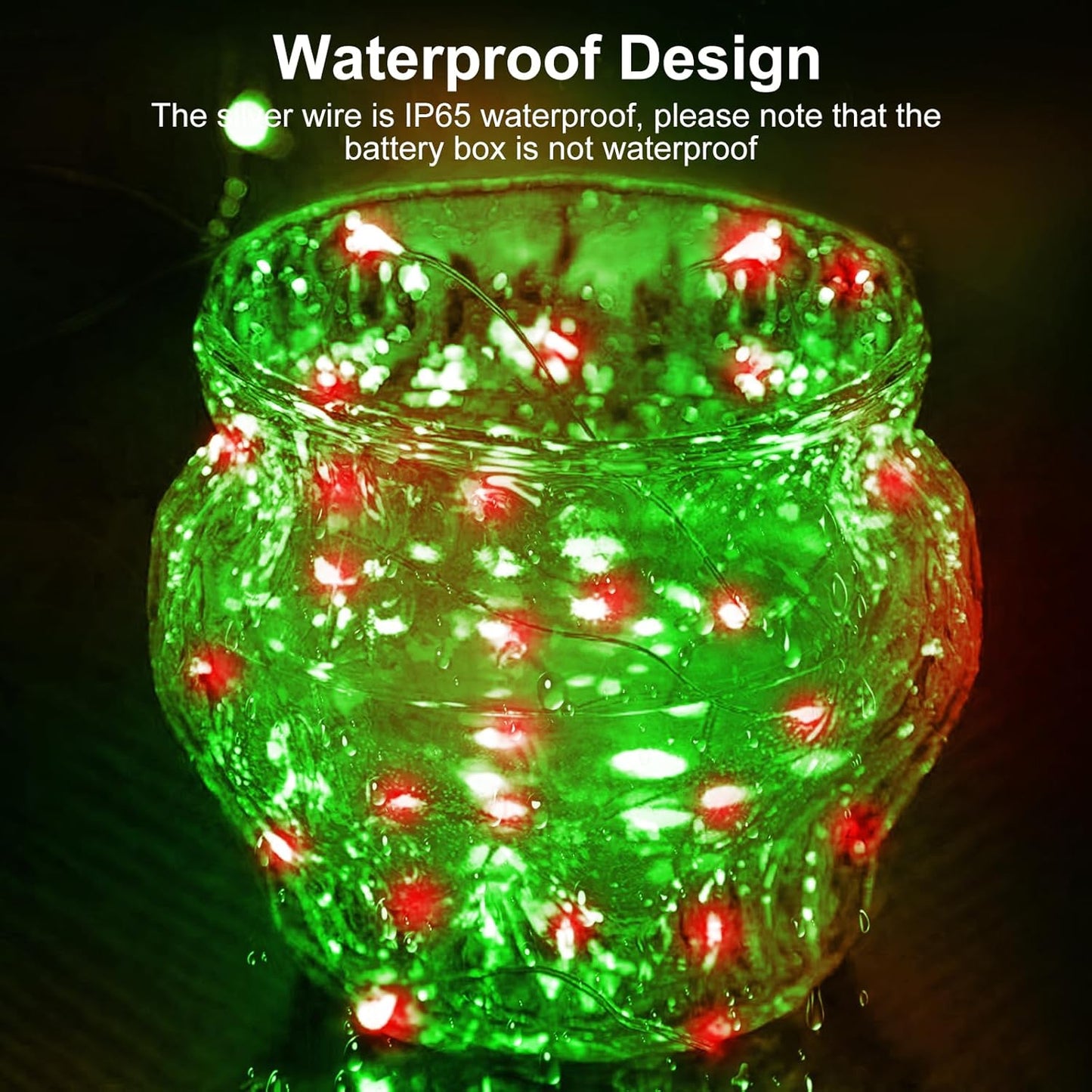 btfarm 12 Pack Fairy Lights Battery Operated [3 Modes], 7ft 20 Led Twinkle Lights String Lights Waterproof Bulk Small Mini Silver Wire for Christmas Mason Jars Wedding Table Centerpiece, Red Green