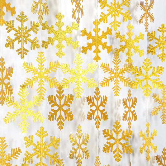 Gold Snowflake-Snow Christmas Party-Decorations Garland - 6pcs Winter Girl Boy Birthday New Year Hanging Decoration Streamers Banner, Wonderland Party Supplies Decor Panduola