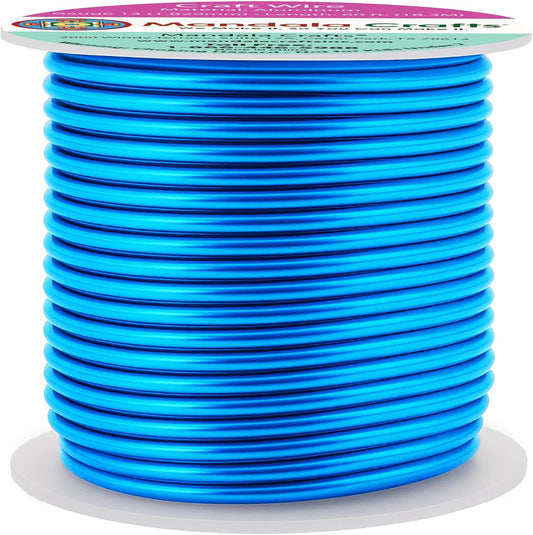 Mandala Crafts 13 Gauge Anodized Aluminum Craft Wire for Jewelry Making - 60 FT Colored Flexible Bondi Blue Wire - Bendable for Bonsai Armature Crafting Sculpting