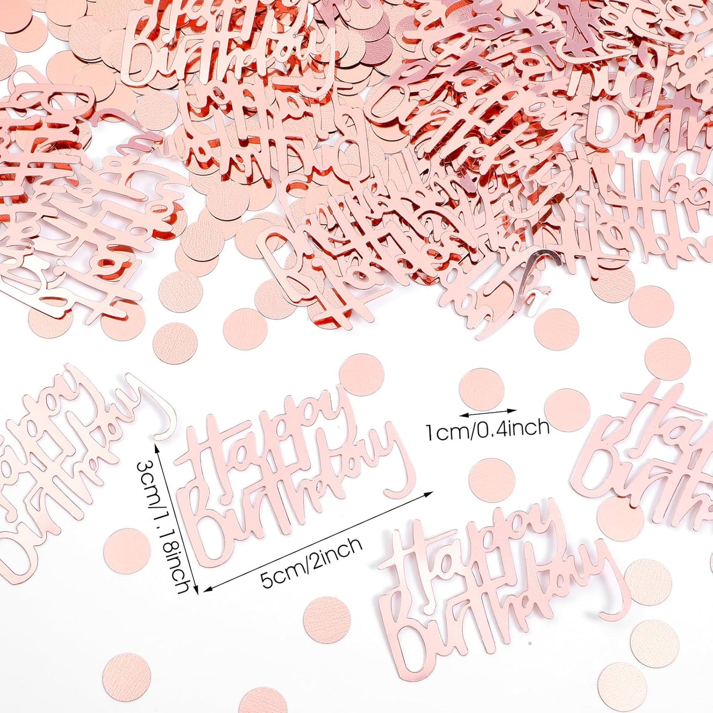 300pcs Rose Gold Happy Birthday Confetti for Table and Disc Glitter Confetti for Birthday Table Decor