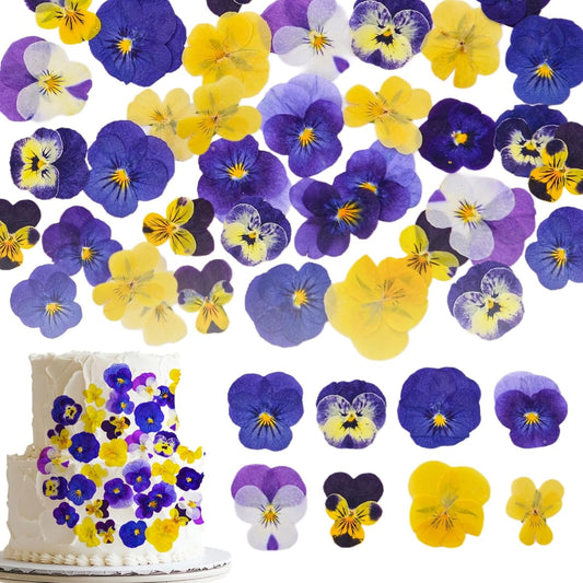 40 Pcs 8 Kinds Natural Dried Pressed Edible Flowers for Cake Topper Decorating - Mix Viola Tricolor for Cupcake Toppers, Cocktails, Resin Jewelry Making, DIY Art Crafts