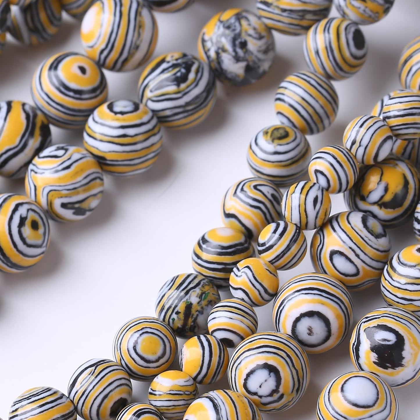 Yellow Peacock Turquoise Stone Beads Gemstone Round Crystal Energy Jade Beads Stone Beads for Jewelry Making DIY Bracelet Necklace Jewelry Making 1 Strand 15.5inch 31PCS 12MM