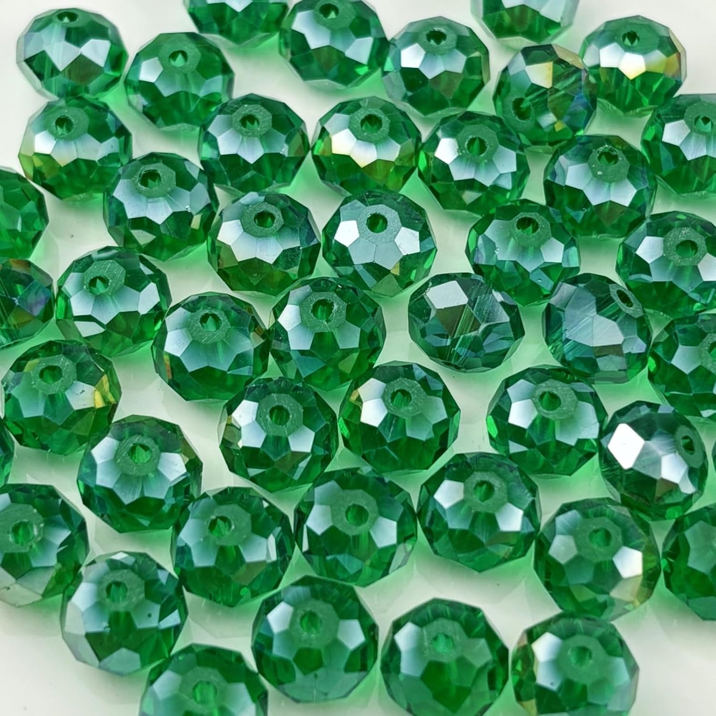 200pcs 6mm Crystal Glass Beads for Crafts Faceted Rondelle Glass Beads for Jewelry Making Crystal Spacer Beads for Necklaces Bracelets Earrings DIY Craft(Peacock Green AB)