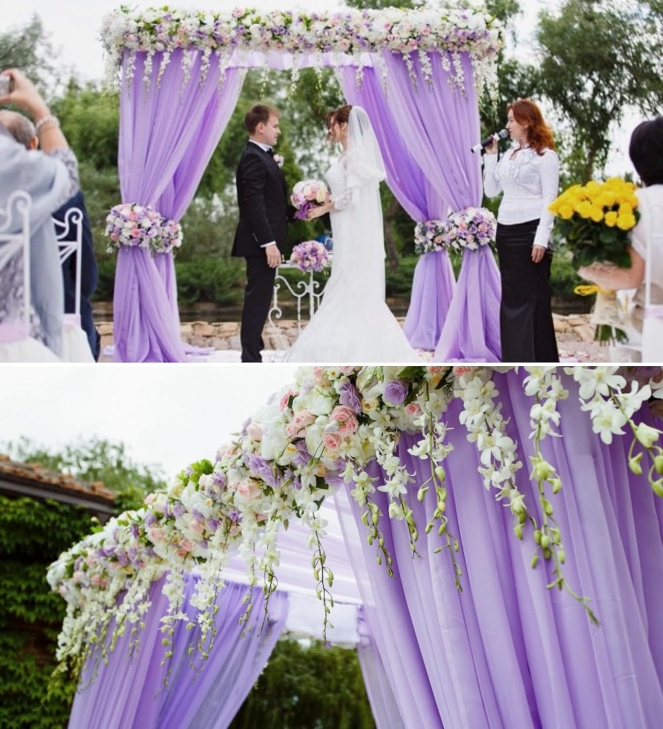 8 Panels Wedding Arch Draping Fabric 28" x 20Ft Wedding Arch Drapes Chiffon Fabric Drape Sheer Backdrop Curtain for Weddings Party Ceremony Baby Shower Arbor Drapery Reception Ceiling Decor(Lavender)