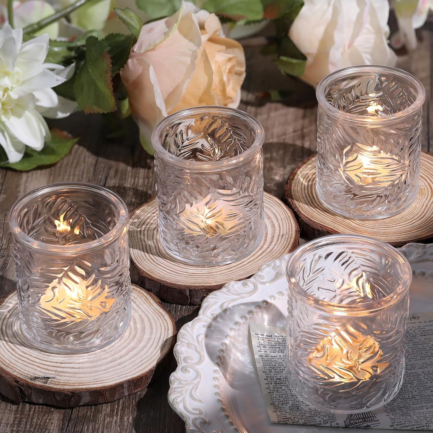 24 pcs Clear Votive Candle Holders, Glass Candle Holders for Home Decor, Tea Light Candle Holder for Wedding Table Centerpiece Decor