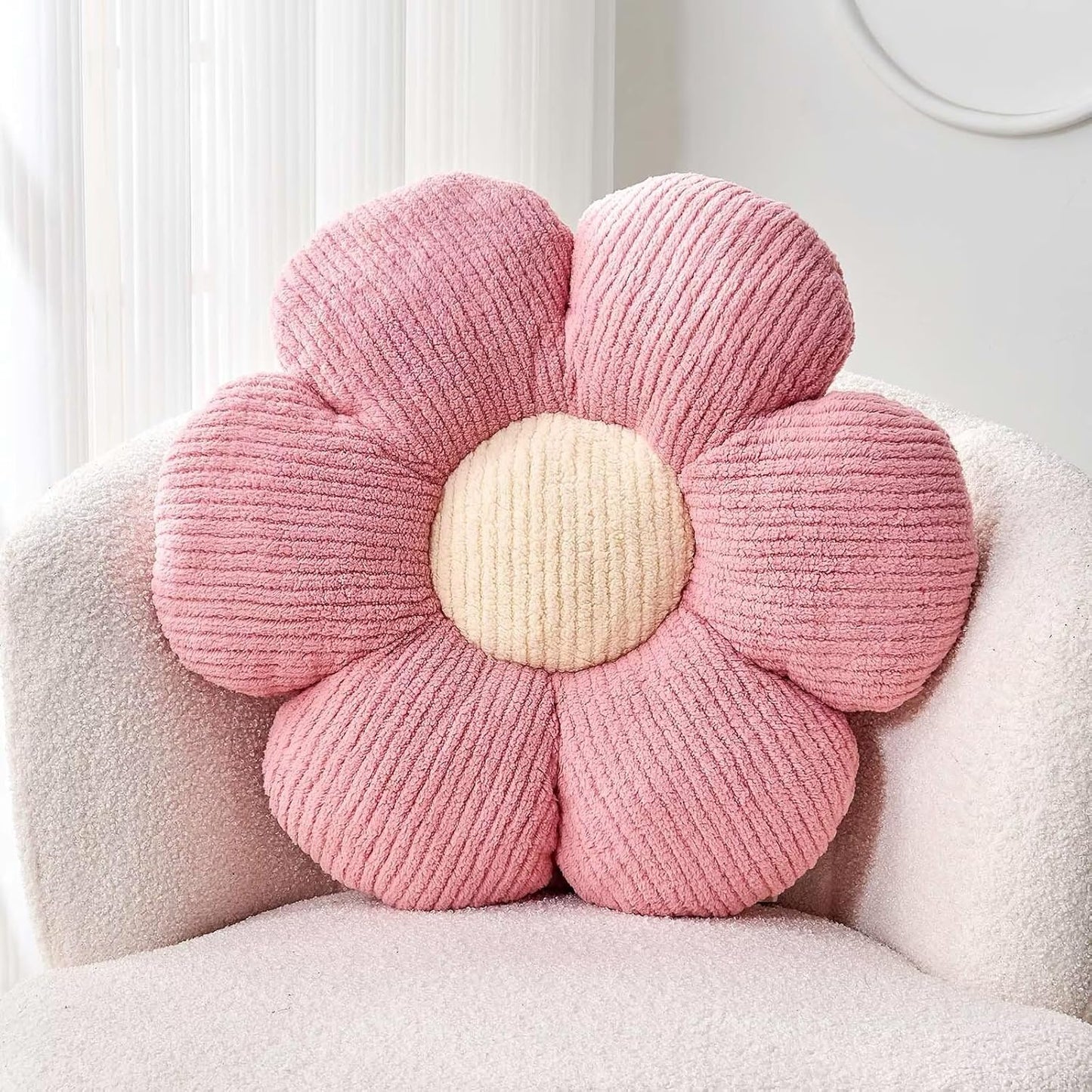 Flower Throw Pillow, Soft Pink 19.6" Shaped Floor Pillow for Home Decor, Cute Aesthetic Plush Decorative Pillows for Bed, Sofa, Couch