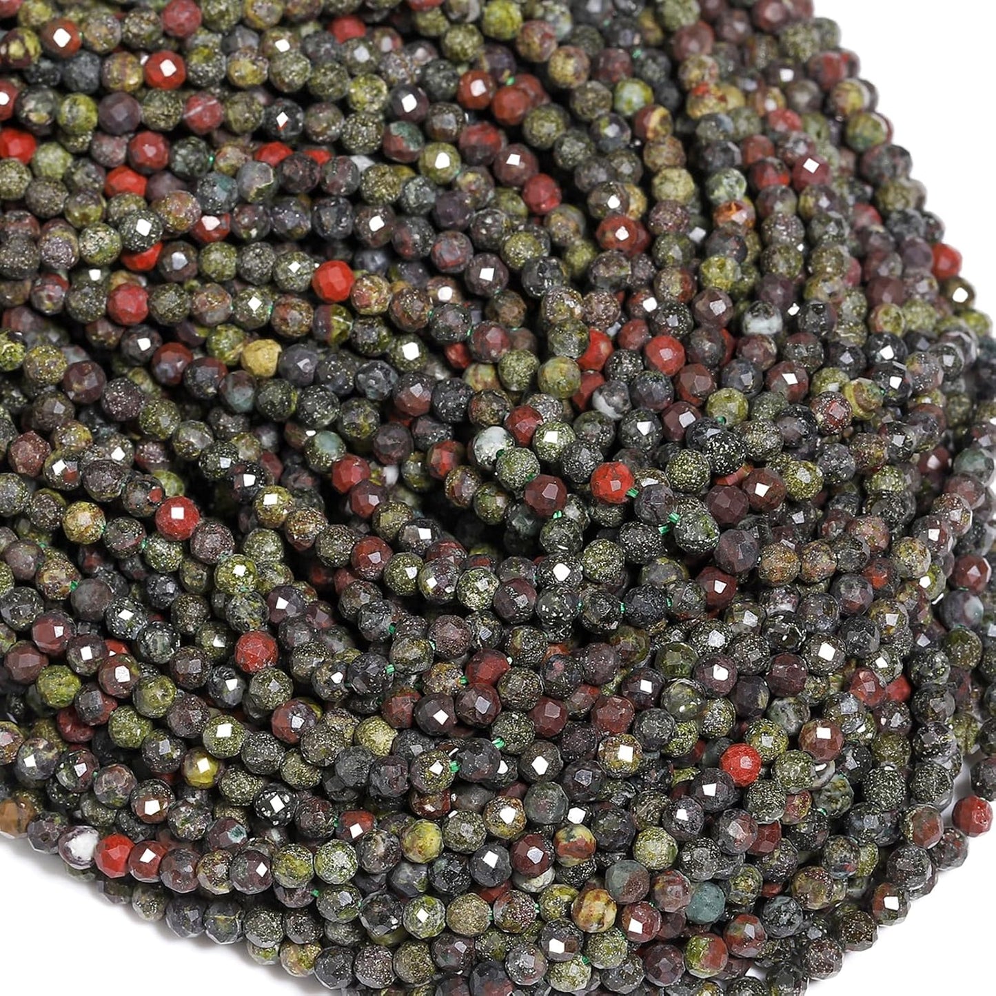 Song Xi 180pcs 2mm Natural Dragon Blood Gemstone Beads Faceted Round Loose Stone Beads for Jewelry Making