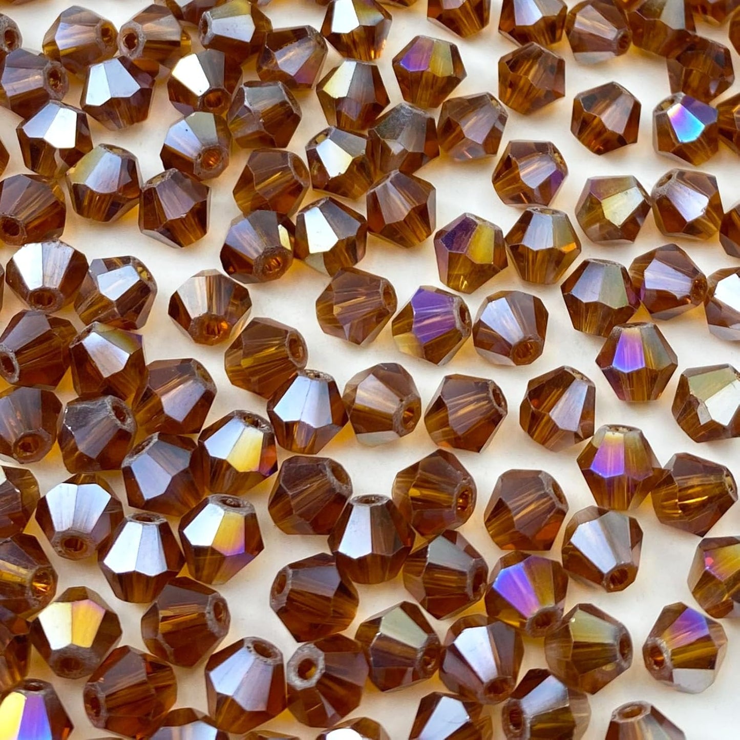 400pcs 4mm Bicone Crystal Glass Beads Loose Spacer Beads Faceted Craft Beads for Jewelry Making DIY Necklace Bracelet Earring Wind Chimes Suncatchers Ornamen(Dark Amber AB)
