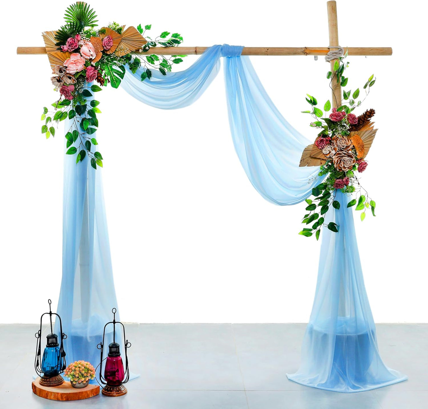 VDS Pack of 1 Panel (30 Inch X 20 Feet) Wedding Arch Draping Fabric Sheer Chiffon Fabric Drapery for Wedding Ceremony Reception Swag Backdrop Canopy Chuppah ARBO Altars Decoration (Turquoise)