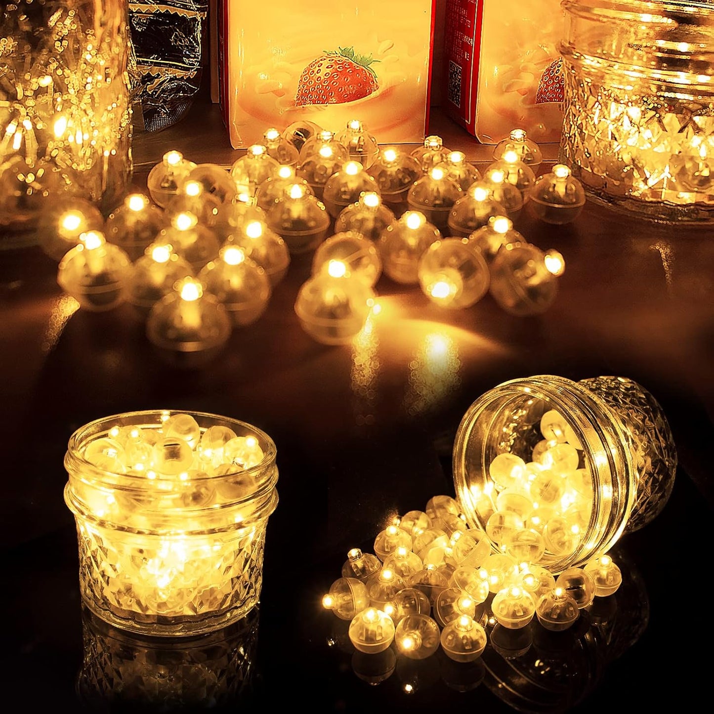 Aogist 50pcs Warm White Balloon Lights,Long Standby Time Waterproof Mini Light,Battery Powered,Round LED Ball Lamp for Latex Balloon Paper Lantern Party Wedding Festival Christmas Halloween Decorative