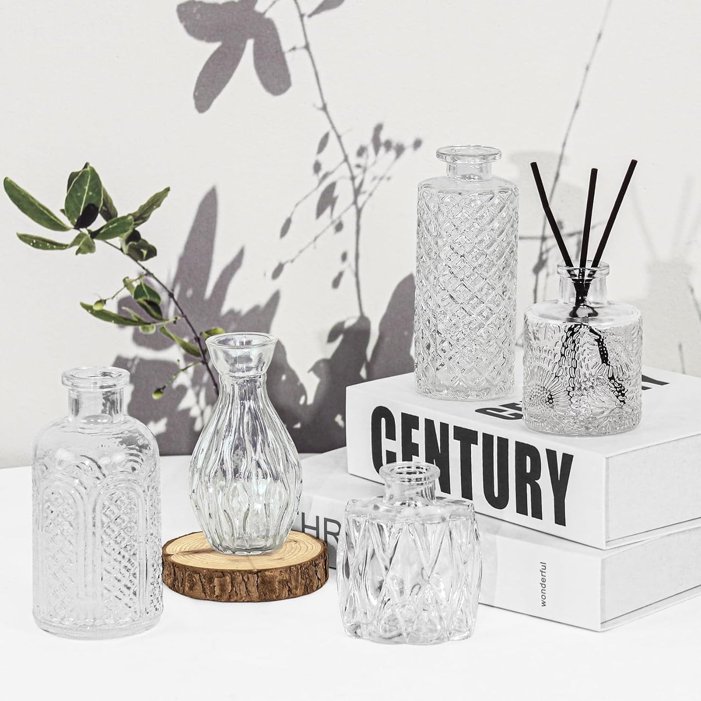 24Pcs Glass Bud Vase Set,Small Flower Vase for Tables Centerpieces Decor, Mini Vintage Clear Vase for Home,Wedding,Party Decorations（24 Pcs，Clear）